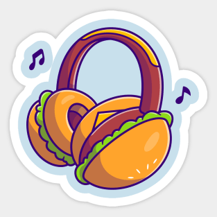 Burger Headphone Cartoon Sticker